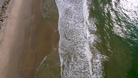 Overhead Drone Shot of Waves on a Beach in Ventura California Stock Footage 297225041
