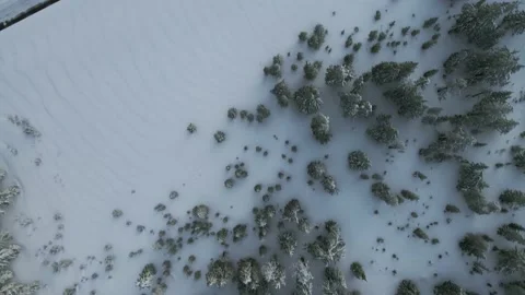Overhead drone shot of winter valley near Crater Lake, Oregon, USA Video stock 194181200