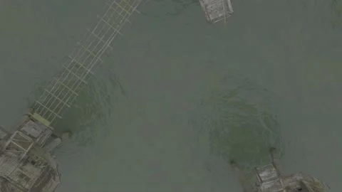 Overhead drone spin Recording of Red Sands Fort, Daytime, 4K/25F Stock Footage 172069427