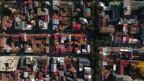 Overhead Drone View of Batumi's Old Center with Square-Shaped House Yards Stock Footage 292023450