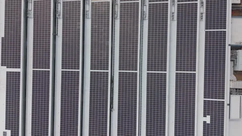 Overhead Drone View Of Green Energy Industrial Estate Stock-Footage 335123706