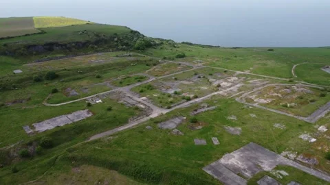 Overhead drone view of site of proposed coal mine, Whitehaven, Cumbria. Stock-Footage 241595464