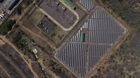 Overhead Drone View of Utility Scale Solar Farm Video stock 342627484