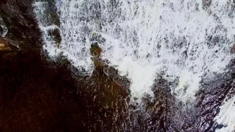 Overhead Drone View of Waterfall and Flowing Stream Stock Footage 292816390