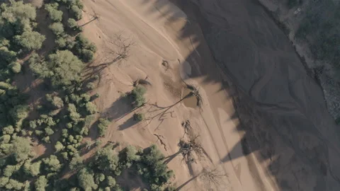 Overhead dry river bed in Samburu, Kenya Видео 131821520