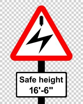 Overhead electric cable indicates maximum height of vehicles whi Stock Illustration