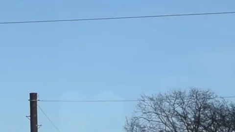 Overhead Electricity Power Cables Blow in Wind Stock Footage 73801204