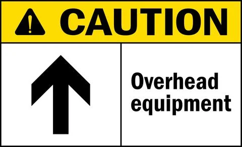 Overhead equipment caution sign. Illustrazione stock