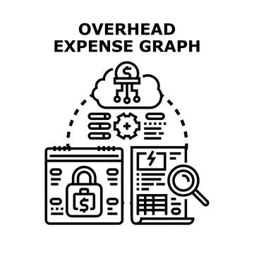 Overhead expense graph concept illustrating financial management process Stock Illustration