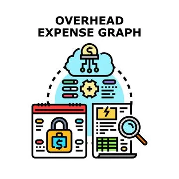 Overhead expense graph concept illustrating financial management process Stock Illustration
