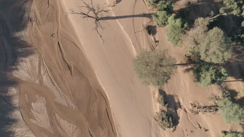 Overhead fly through Samburu dry landscapes, Kenya Stockbeeldmateriaal 131824293