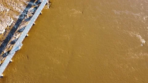 Overhead Foot Bridge Biker Tracking shot Stock Footage 163309162