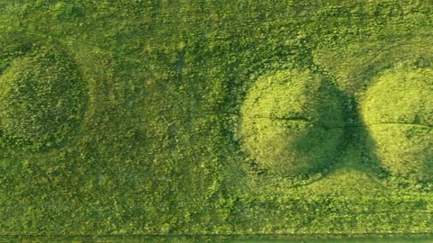 Overhead Gliding Drone Clip of Cursus Burial Mounds, Stonehenge, Wiltshire 4K Stock-Footage 201896711