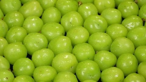 Overhead Green Grapes Pattern Rotating In Studio Stock Footage 344913162