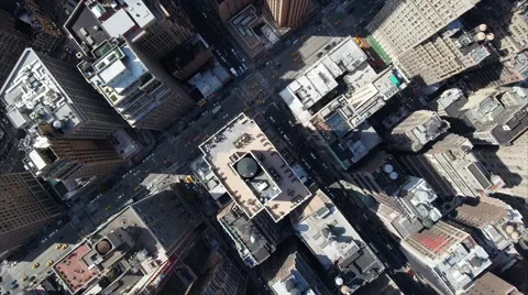 Overhead Grid of Streets and Roofs in Midtown Manhattan, New York Stock-Footage 62814966