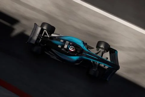 Overhead high angle shot modern generic sports racing car standing on a pitlane 스톡 일러스트