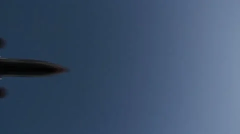 Overhead Horizontal Plane Pass with Jet Engine Audio Stock Footage 8834234