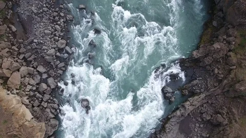 Overhead, Iceland river rapids 動画素材 73797587