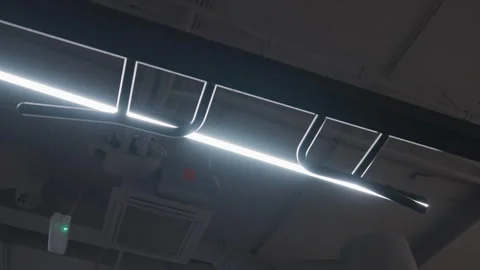 Overhead Monkey Bars and Linear Lights in Modern Gym Stock Footage 346789702