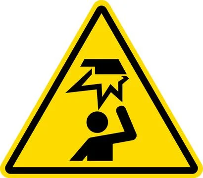 Overhead Obstacle warning sign. Ilustración de archivo