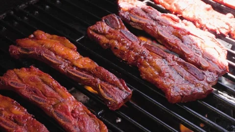 Overhead Pan Left View Of Beef Short Ribs Stock Footage 341560575