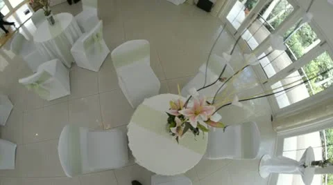 Overhead pan of wedding table Video stock 12577603