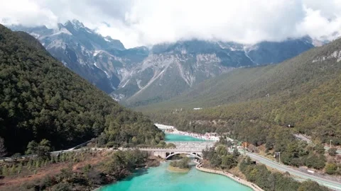 Overhead Panorama of Blue Moon Valley Lijiang Yunnan China Video stock 336881056