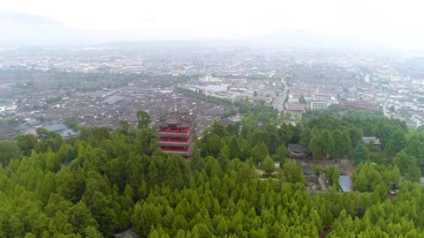 Overhead Panoramic View of Lijiang Ancient City China Stock Footage 336841425
