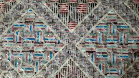 Overhead Pattern Of Small Clear Plastic Cups Stock Photos