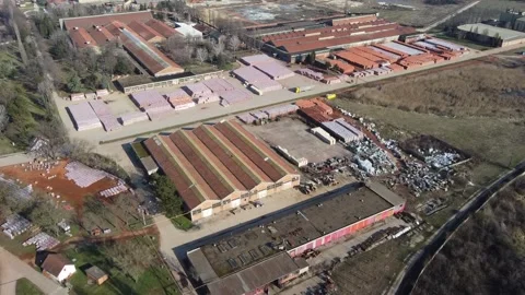 Overhead Perspective of the Industrial Complex Stock Footage 254436055