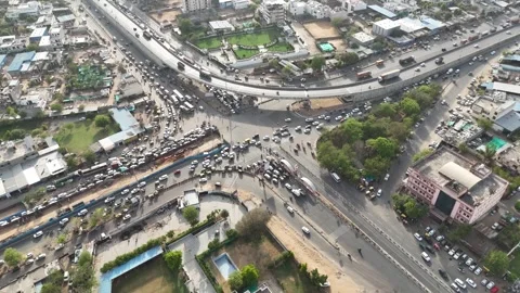 Overhead perspective of Jaipur's interconnected road network. Stock Footage 309746167