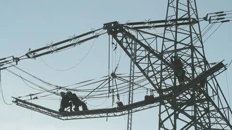 Overhead power line Stock Footage 12947485