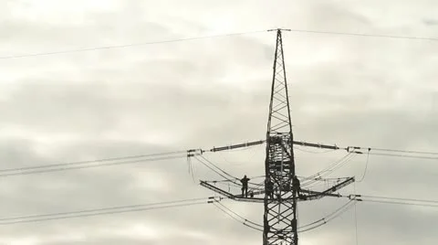 Overhead power line Stock Footage 12954619