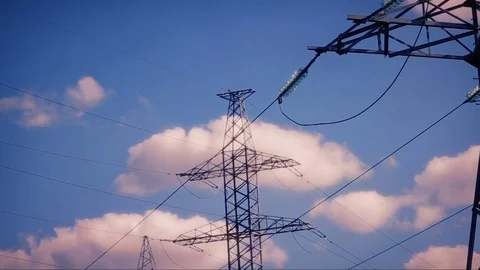 Overhead Power Line Stock Footage 72397891
