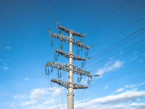 Overhead power line 스톡 사진