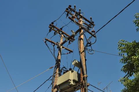 Overhead power line Foto stock