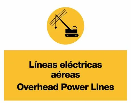 Overhead Power Lines Construction Warning Signage Set for Workplace Safety Stock Illustration