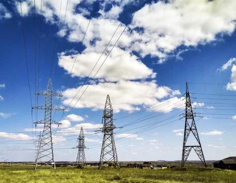 Overhead power lines 写真素材