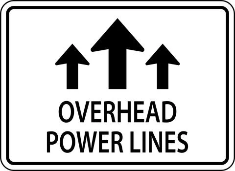 Overhead Power Lines Sign Stock Illustration