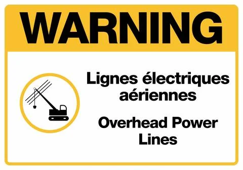 Overhead Power Lines Warning Safety Signage Set for Construction Sites in French Иллюстрация