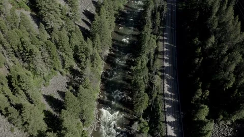 Overhead River Mountains 2 Stock Footage 281260652