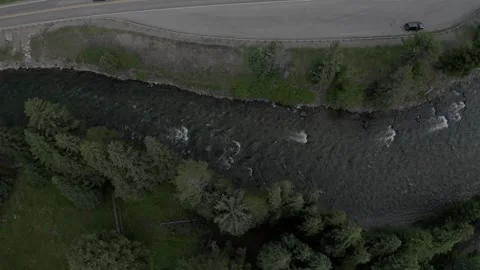 Overhead River Mountains Stock Footage 281260785