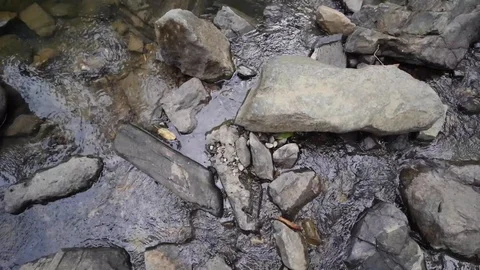 Overhead River Running Water Through Rocks Stock Footage 118547096