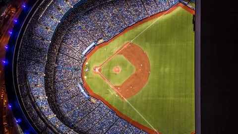 Overhead of Rogers Centre time lapse at night Stockbeeldmateriaal 119135256