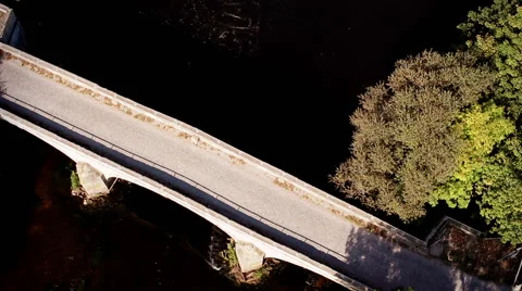Overhead Romantic Bridge, River and Areal Shot Stock Footage 41865687