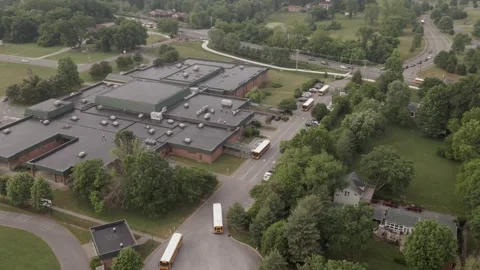 Overhead of school during dropoff Stock Footage 219707986