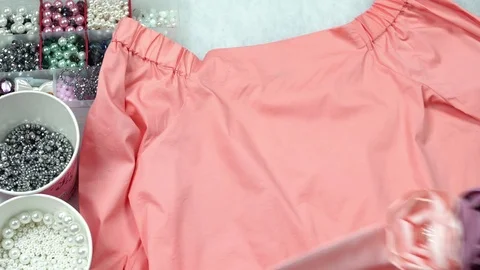 Overhead seamstress table Stock Footage 74125271