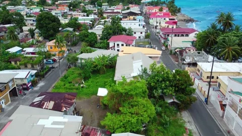 Overhead Seaside Town 動画素材 243462093