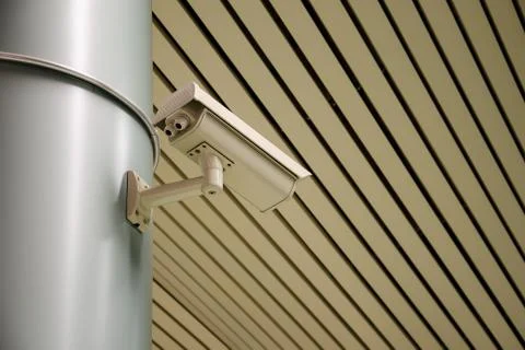 An overhead security camera at a subway station Stock Photos