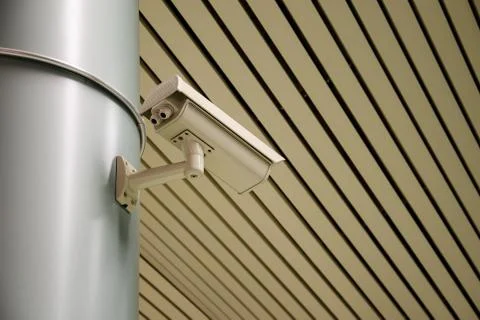 An overhead security camera at a subway station Stock Photos